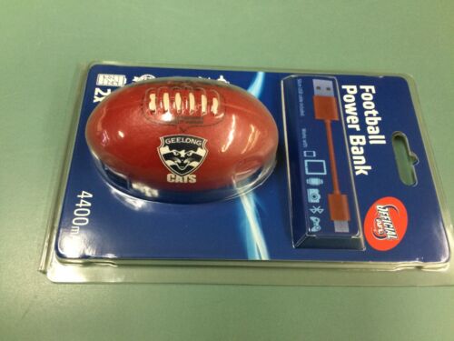 AFL Sherrin Rechargeable Phone Charger Geelong x 2--DUAL USB,4400 mAh,Gift Idea* - 第 1/2 張圖片