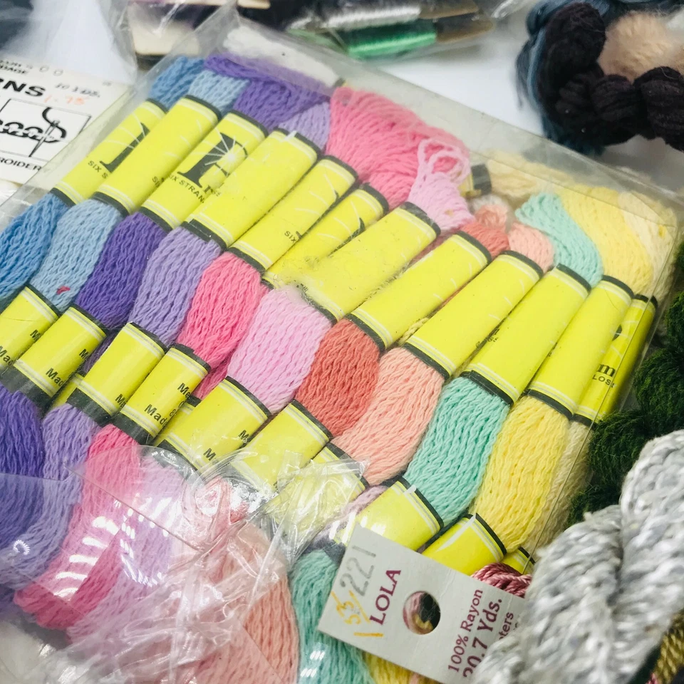 Lot Embroidery Thread Needlepoint Cross Stitch Crewel Prism Bobbins Wool Rare - Image 2 of 4