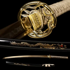Japanese Samurai Sword Katana 1095 Carbon Steel Full Tang Sharp Dragon Saya