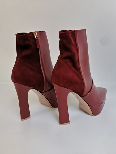Malone Souliers Rue 125-1 weinrot spitz zulaufende Plateau-Stiefeletten Größe 7 - Bild 6 von 8