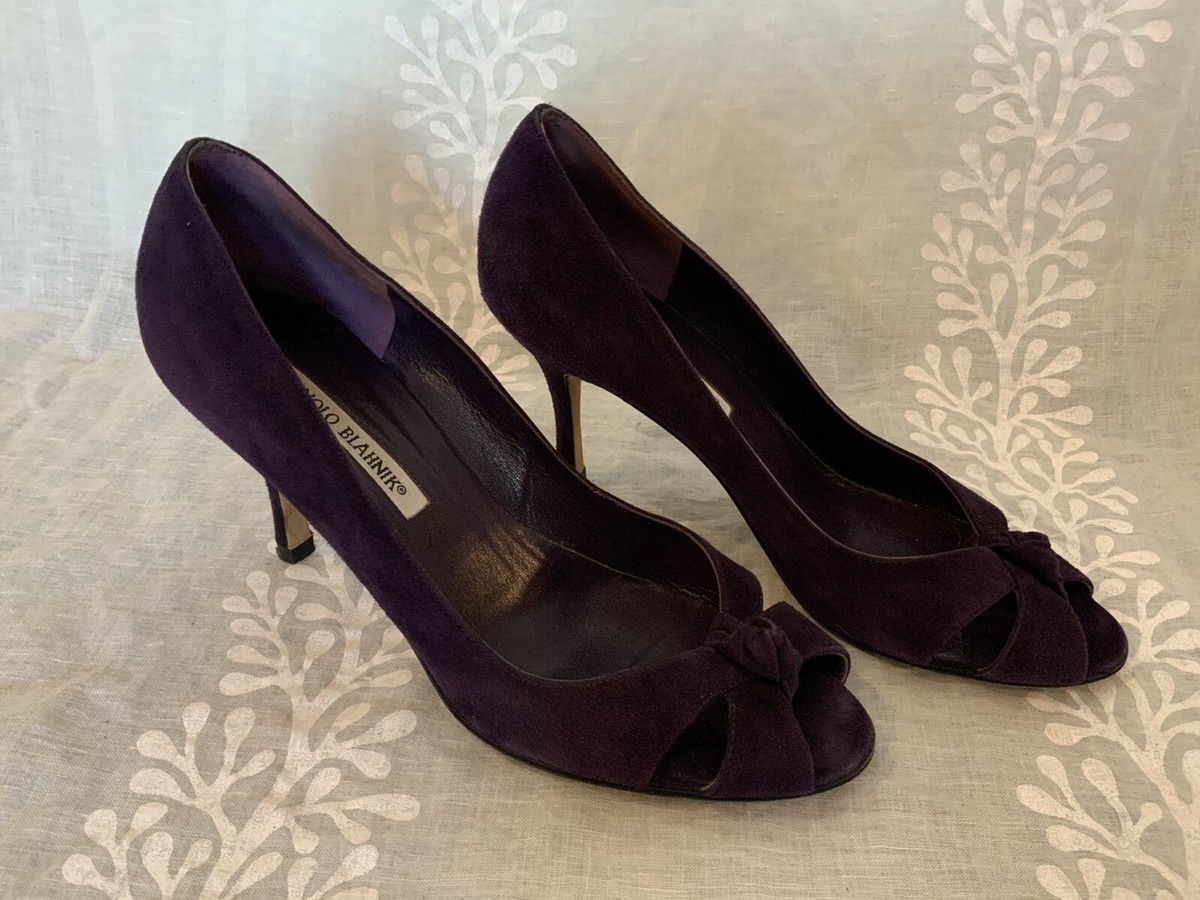 Manolo Blahnik purple suede shoes heels 38.5 | eBay