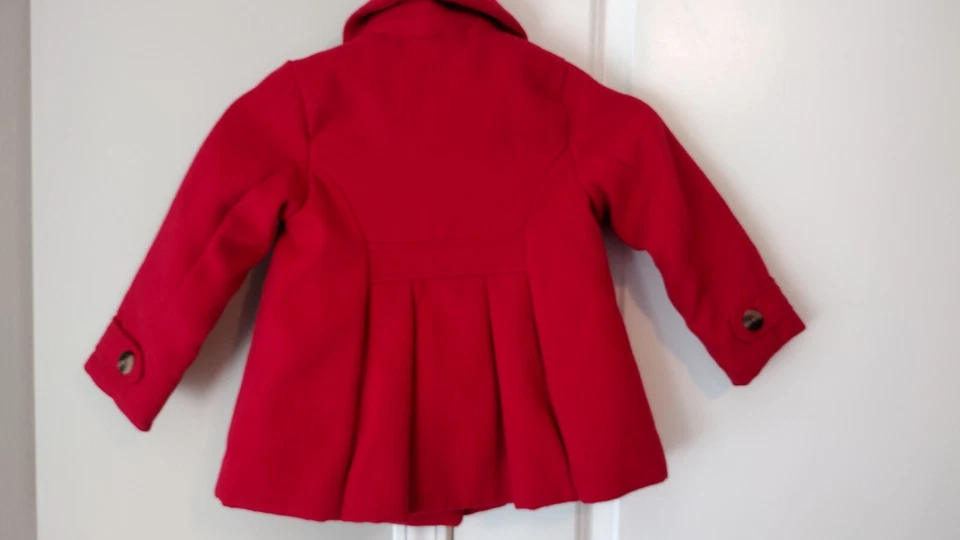 Old Navy Girls Size 4T Pea Coat Cute Red Blazer Jacket Fall Winter Lined - Image 2 of 4