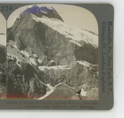 Mount Elliot & Jervois Glacier New Zealand Keystone Stereoview