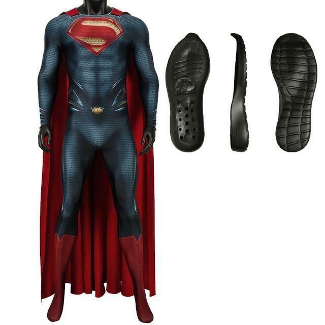 Costume Superman Cosplay Man of Steel professionale completo adulti suole gomma