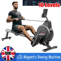 16 Levels Magnetic Rowing Machine Rower LCD Home Gym Fitness Cardio Workout