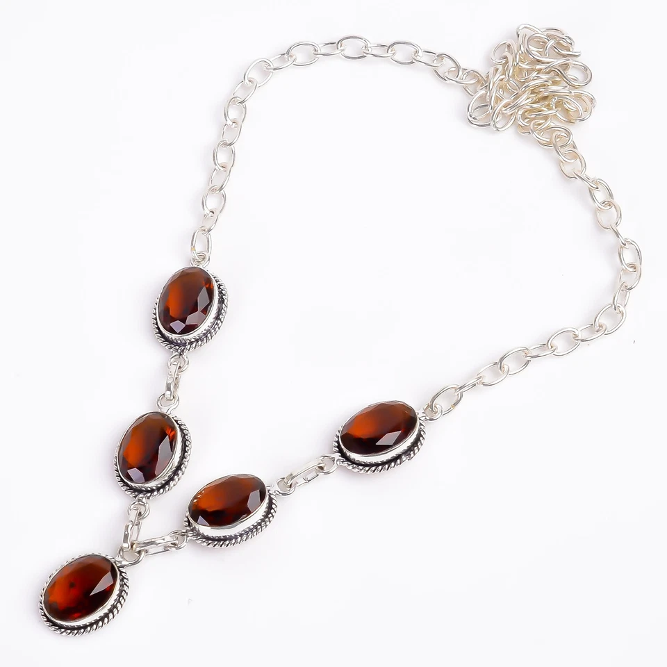 Vintage Beer Quartz Handmade Oval Shape Gemstone Jewelry Necklace Size- 18"  - Image 2 of 3