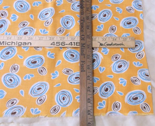 Vintage Feed Sack Fabric/Quilt/Material Gold W/ Blue Swirl Pattern 44X36.5 - Picture 4 of 5