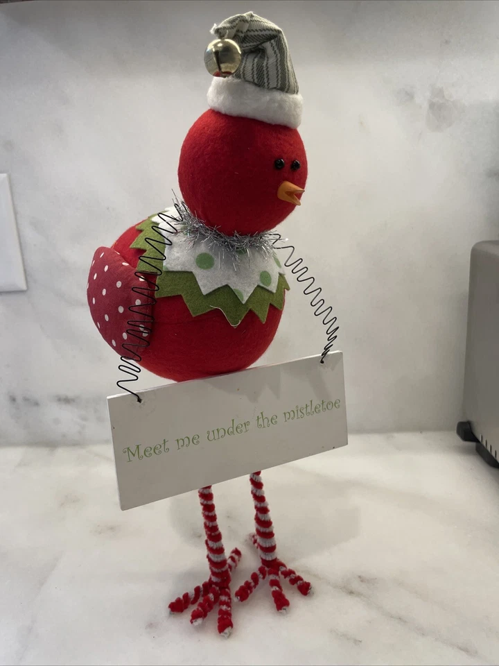 Ornamento decorativo de mesa placa pássaro pendurado Lg Raz Meet Me Under The Mistletoe  - Imagem 2 de 4