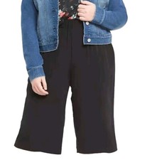 Lane Bryant Wide Leg Capri Pants Woman Sz 38/40W Matte Jersey Pockets Black New