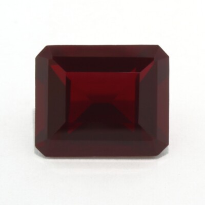 SIMULATED RED RUBY 12 x 10 MM EMERALD CUT 3 PIECE SET F-4330