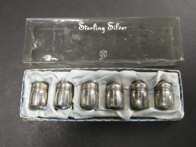 Set Of 6 Vintage Vincent Lollo MCM VL Sterling Silver Salt Shakers - Brooklyn