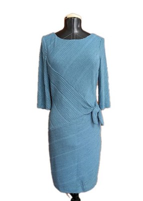 Donna Morgan Teal Chenille Stretch Bodycon Dress-Women's 12-3/4 Sleeve Side Tie