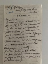HANDWRITTEN LETTER SIGNED BY THE PAINTER ALFRED LOUIS ANDRIEUX 1940 TO THE...
