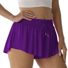 Flowy Athletic Shorts for Women Running Tennis Butterfly Shorts Girls 2-in-1 ...