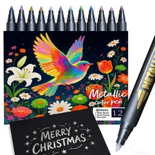 Metallic Paint Markers, 12 Colors 1 Count Pack of 12 , metallic markers