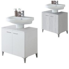 Mobile da bagno copricolonna sottolavabo 70 cm bianco grigio 2 ante |cz22