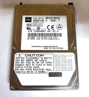 TOSHIBA 20GB *MK2018GSA* IDE NOTEBOOK FESTPLATTE HDD2,5''ZOLL#NFP2506