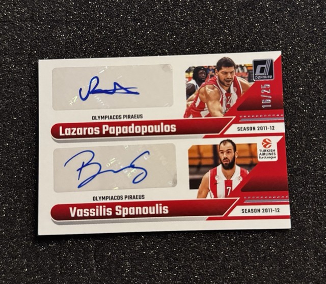 Vassilis Spanoulis Lazaros Papadopoulos 2024-25 Donruss Euroleague DUAL AUTO /25