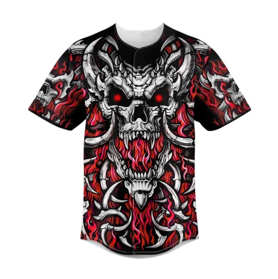 Brocade Pattern Native Skull Baseball Jersey