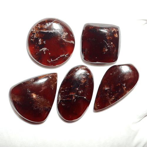 Antiguo Fuego Rojo ~ Lote de 5 Piedras Preciosas Cabujón Granate Hessonita Natural 18mm-28mm - Imagen 7 de 9