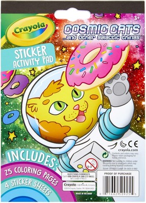 Crayola Cosmic Cats Coloring Pad with Stickers for kids   25 Pages (Open Box)