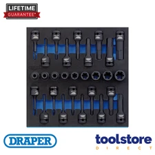Draper 63490 TX-STAR Impact & Hex Socket Set 1/2" Sq Drive (28 Piece)