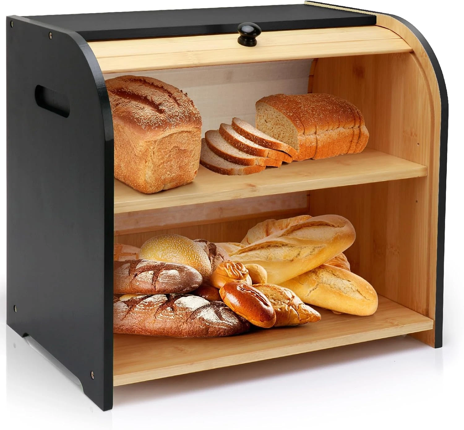 Bread Box for Kitchen Countertop, Double Layer Bamboo Bread Storage Container fo
Opens in a new wind