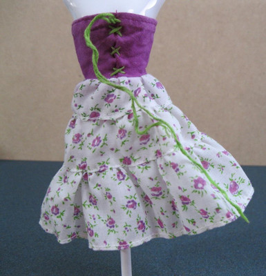 1970s Vintage Mego MADDIE MOD Doll clothes PURPLE WHITE FLORAL GREEN TIE  DRESS | eBay