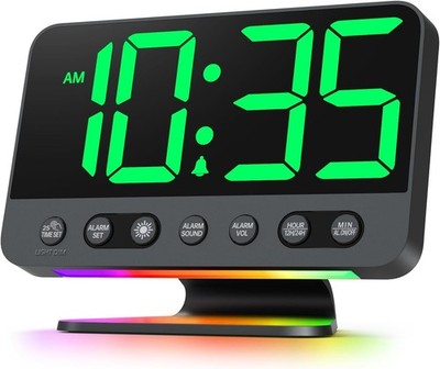 Digital Alarm Clocks Bedrooms Large Bold Number 5 Brightness Dimmer Easy to Read