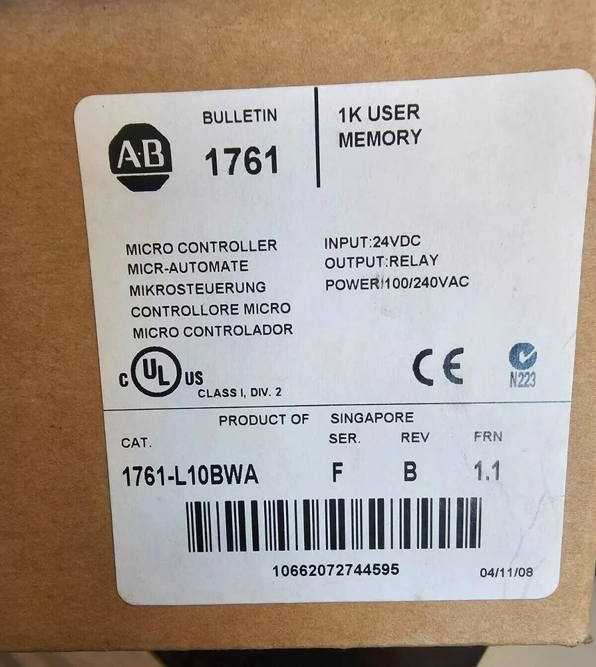 NEW Sealed AB 1761-L10BWA MICROLOGIX 1000 Controller AB 1761L10BWA US Free Tax - Image 2 of 4