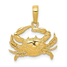 10k Yellow Gold Blue Crab Pendant 1.5 g