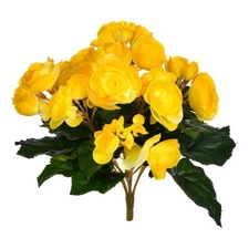Vickerman 9.5" Contemporary Polyester Artificial Begonia Bush in Yellow