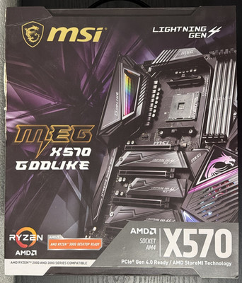 MSI MEG X570 GODLIKE Motherboard COMPLETE w/ BOX  M.2 Xpander-Z + 10G LAN