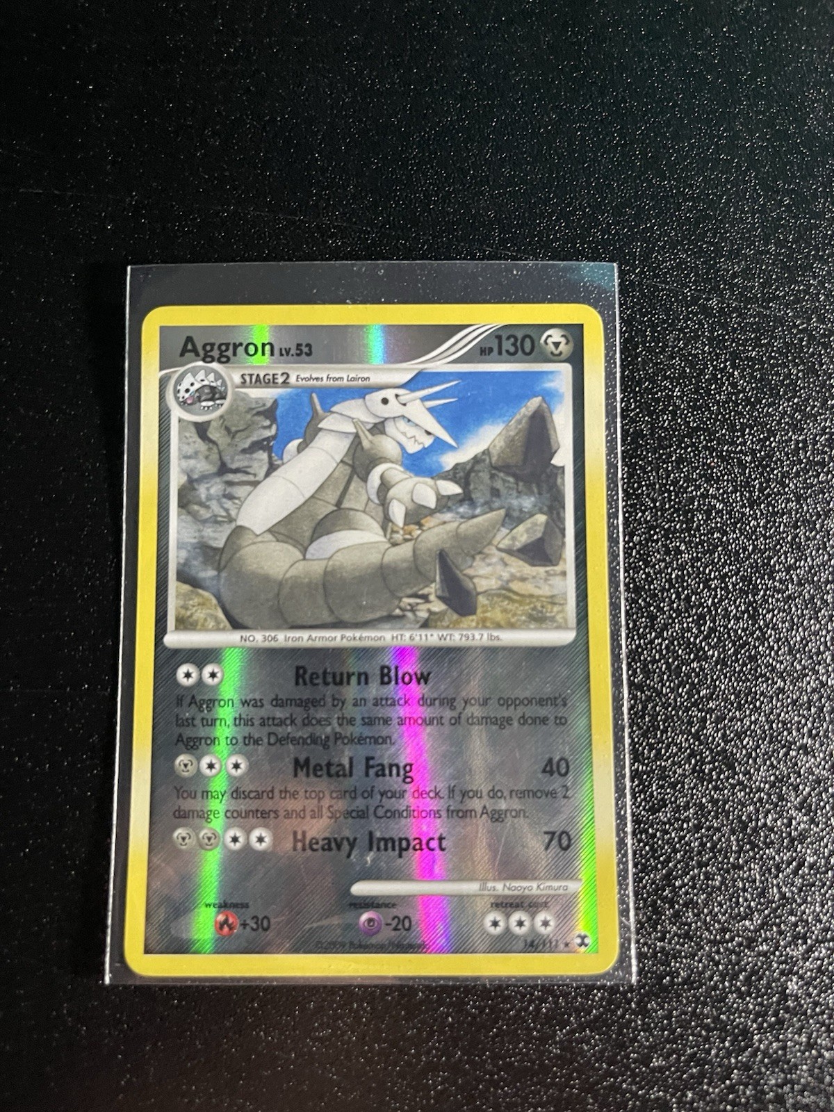 Pokemon TCG Aggron 14/111 Reverse Holo Rare Rising Rivals LP
