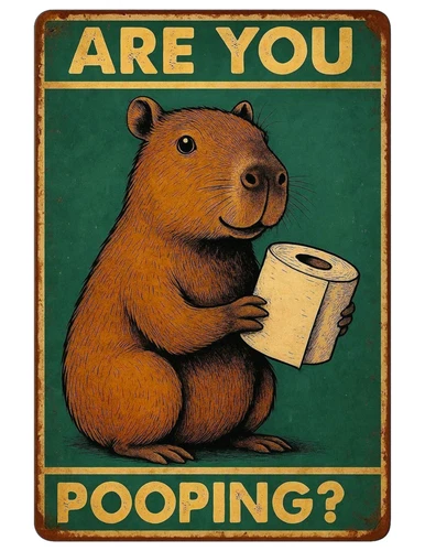 Capybara Toilet Flush Wash Your Hands Poop Poo Seat Self Adhesive Sticker