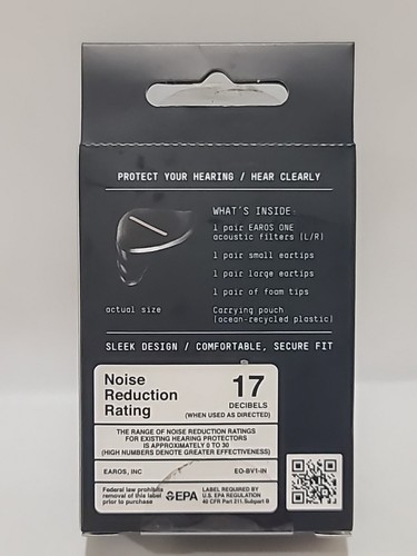 EAROS ~ High-Fidelity Hearing Protect 17 Decibels w/ Carrying Pouch ~ NEW - Picture 6 of 9