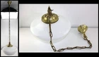 Antique Opal Milk Glass Ceiling Pendant Light Fixture School House Globe 16"