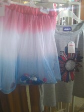 Claire's Girls Ombre Tulle Tutu Skirt Stars Theme Pink/White/Blue Size 5