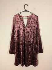 a.n.a A new Approach Women Marroon Velvet Bell Sleeves Dress XS Vamp Whimsigoth