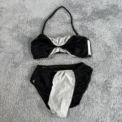 Vintage 1980s Dunk Is Swimsuit Skimpy Strappy Sexy Medium SZ 9 Black USA