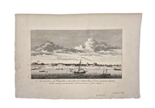 Antique 1763 Map Page North View of Pensacola, FL Etching Art by Dom Serres