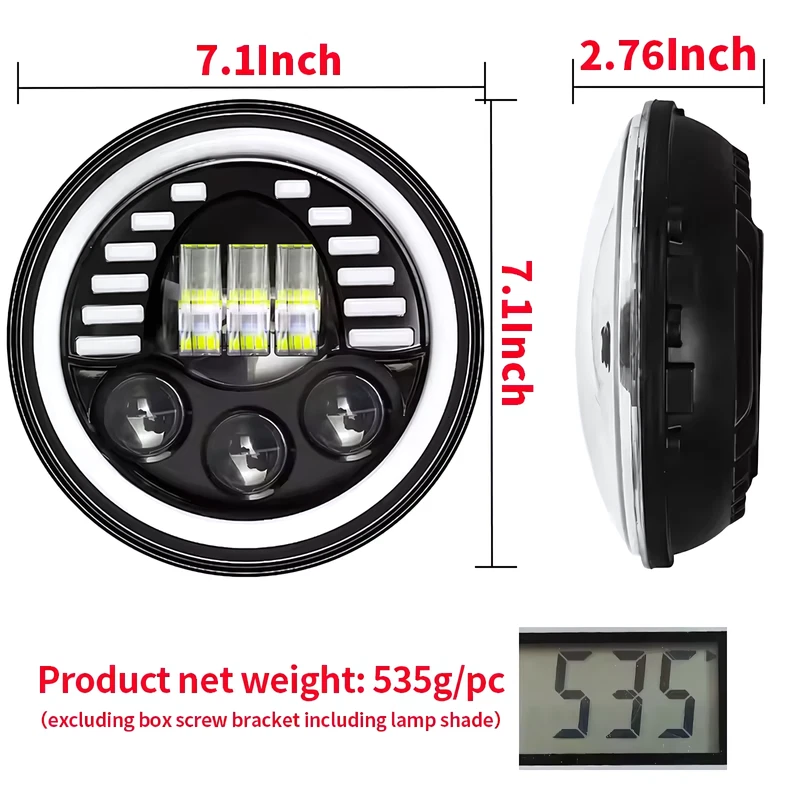 Faros antiniebla LED negros de 7"" para Jeep Wrangler JK TJ LJ 1997-2017 Foto 3 de 4