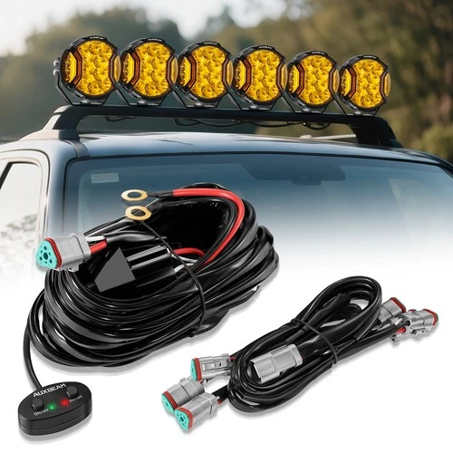 LED Pod Lights with DRL 6 PCS Wiring Harness ML 10AWG+DRL 18AWG 3PIN DT Plug