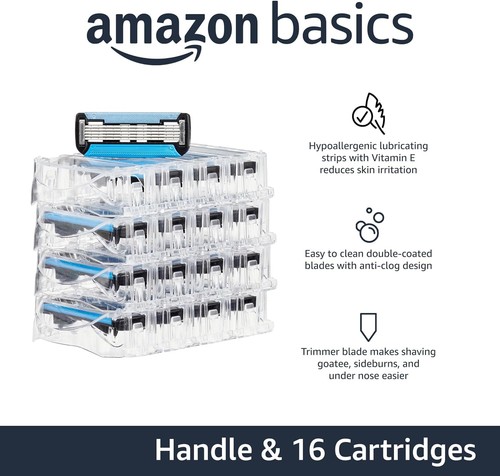 Amazon Basics 5-Blade MotionSphere Razor for Men with Dual Lubrication ...