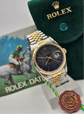 ROLEX ''DATEJUST'' Herren-Uhr -Stahl / Gold -Automatik - Blue Dial - 16233 - 36 mm