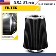 4" BLACK Truck Long Performance High Flow Cold Air Intake Cone Dry Filter N
