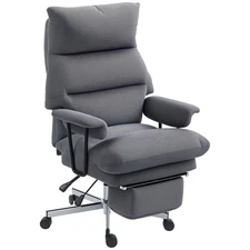 HOMCOM Large Office Chair, Reclining Desk Chair with Lumbar Support, Gray
