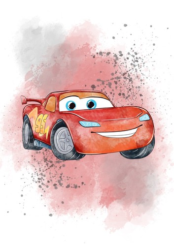 Disney Cars Watercolour Set Of 4 Prints Pictures Wall Art Poster - Picture 2 of 5