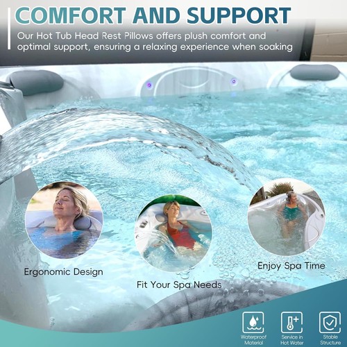 4-Pack 77444 Hot Tub Head Rest Pillow Grey For Hot Springs Hot Spot Watkins - Picture 5 of 8