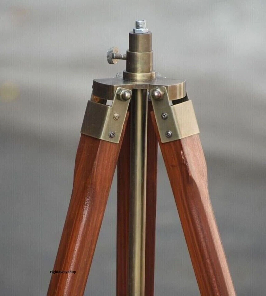 Lámpara Náutica Antigua Vintage Madera Trípode Soporte Lámpara de Pie para Decoración del Hogar Foto 4 de 4